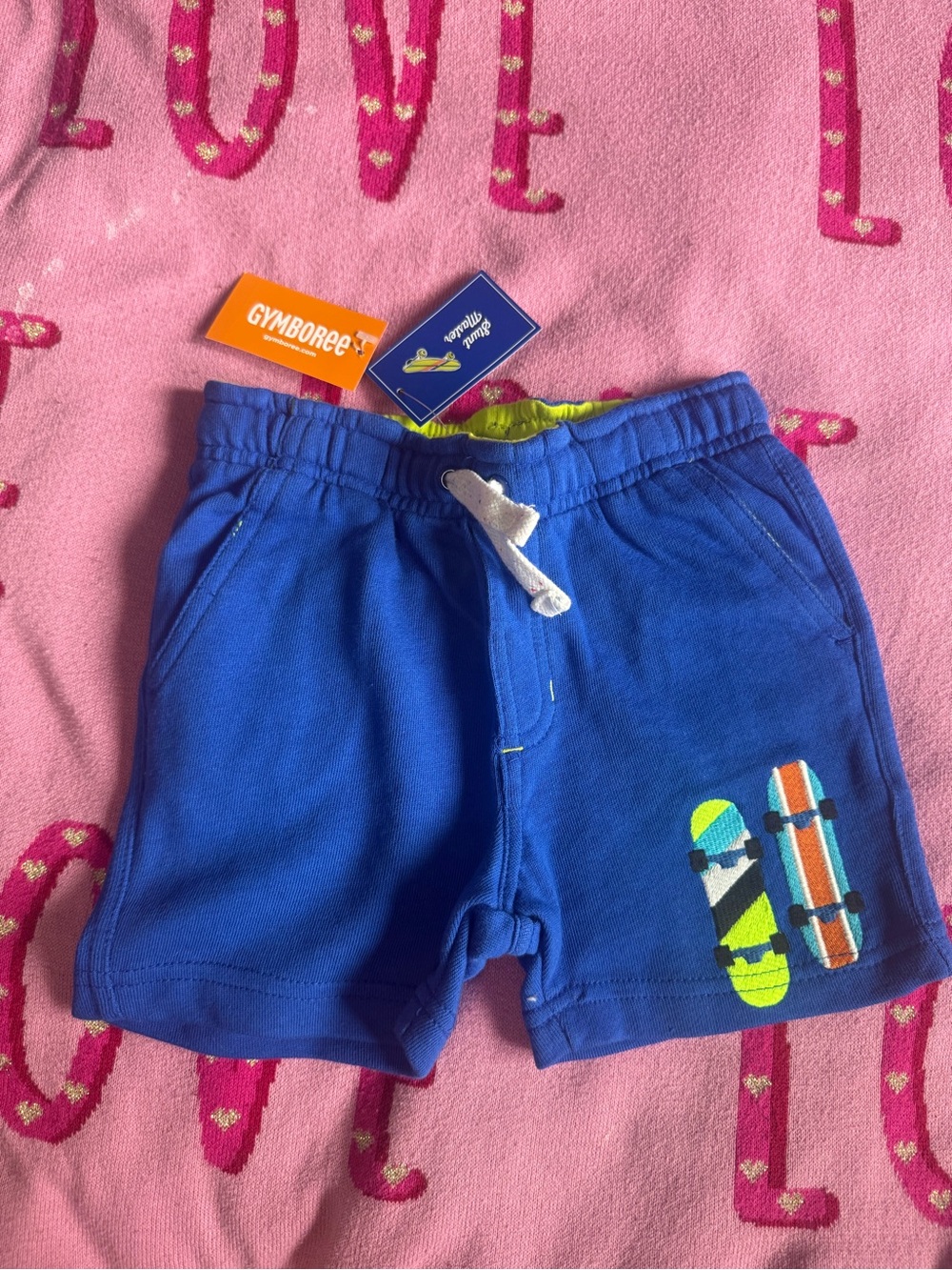 Gymboree Royal Blue Toddler Skateboard Shorts with Neon Accents NWT